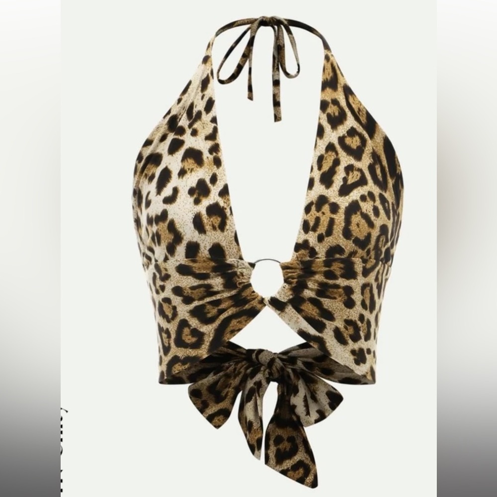 SHEIN Cheetah Halter Crop - Small